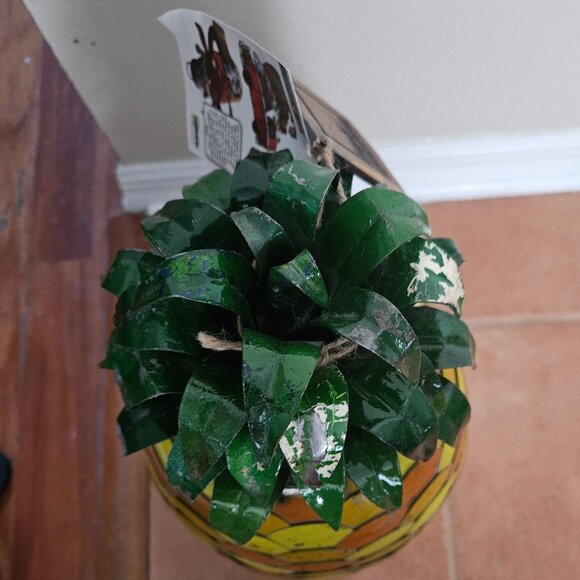 RARE THINK OUTSIDE PINEAPPLE HAND WELDED METAL ART WINE COOLER BEVERAGE HOLDER - Picture 7 of 16